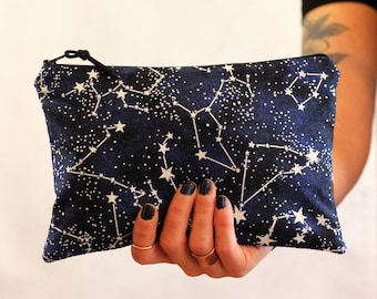 Glow in the dark Constellation zipper pouch. All purpose purse