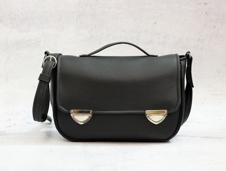 Black Satchel Bag. Crossbody Vegan Bag. Small Messenger Bag Etsy