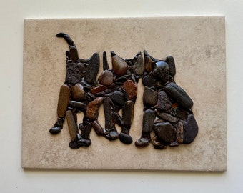 Kittens. Pebble Mosaics. Pebble Art.