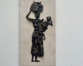 African Woman. Pebble Mosaics. Pebble Art.