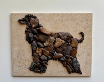 Afghan Hound. Dog. Pebble Mosaics. Pebble Art.
