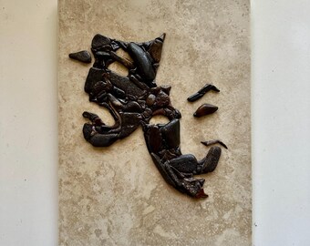 Comedy and Tragedy.  Pebble mosaics. Pebble art.