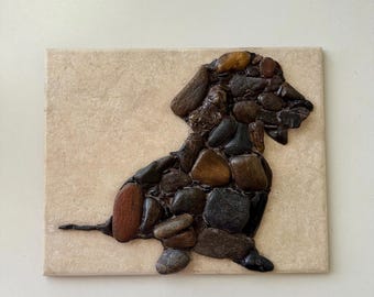 Dachshund. Dog. Pebble Mosaics. Pebble Art.