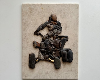 Quad Rider. Pebble Mosaics. Pebble Art.
