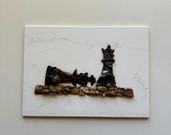 Chess Figures. Pebble mosaics. Pebble art.