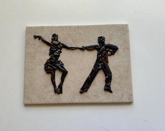 Dancing Couple. Pebble Mosaics. Pebble Art.