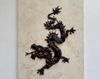 Chinese Dragon. Pebble Mosaics. Pebble Art.