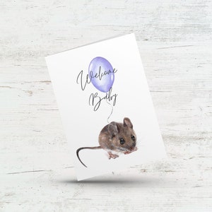 Jolie carte de baby shower, bébé de bienvenue, carte de nouveau-né, carte de nouveau-né non sexiste, carte de souris des bois, carte de nouveaux parents, carte de femme enceinte