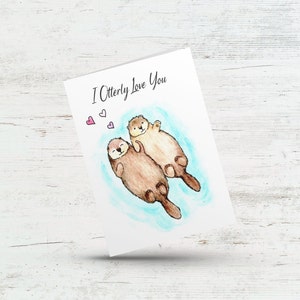 Je t'aime beaucoup, carte d'amour de loutre, carte d'anniversaire de mariage, cadeau de Saint-Valentin, carte d'anniversaire de couple mignon pour elle, femme, mari, partenaire