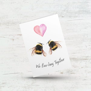 We Bee-long Together, jeu de mots carte de Saint-Valentin pour petit ami, petite amie, carte de voeux drôle d'anniversaire d'abeille, art stationnaire mignon