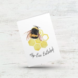 Hap-Bee Birthday card, Bumble bee card, Cute punny card, Birthday bee, Birthday card, Funny card, Card for friend, wife, husband, coworker