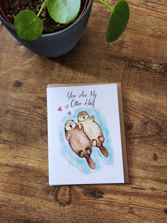 Handmade Wildlife Greetings Card - New Baby Otters Handmade Wildlife Greetings Card - New Baby Otters