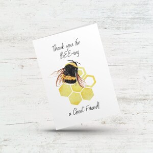 Merci d'avoir été un bon ami, carte de remerciements, jolie carte de jeu de mots bourdon pour ami, collègue, carte de remerciement, remerciement unique