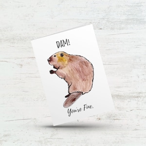 Dam, tu vas bien, carte de castor, carte d'anniversaire, carte de vœux humoristique, Love Valentine pour partenaire ou ami, anniversaire de jeu de mots Beaver, Punny