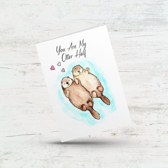 Handmade Wildlife Greetings Card - New Baby Otters Handmade Wildlife Greetings Card - New Baby Otters