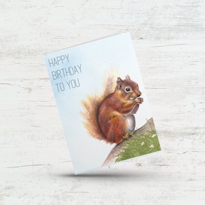 Joyeux anniversaire, carte d'anniversaire, carte de voeux écureuil, carte d'art écureuil, carte amoureux d'écureuil, carte nature pour mari, femme, partenaire