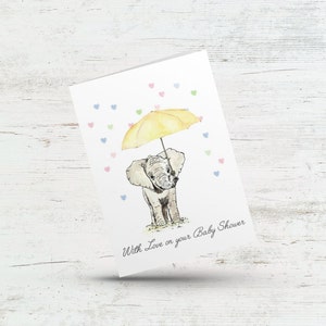 Avec amour sur votre baby shower, carte bébé éléphant, carte de félicitations neutre pour nouveau bébé, bébé de bienvenue, carte d'attente, grossesse, future maman et papa