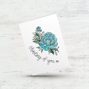 Carte pensée à vous, carte de sympathie florale, deuil et perte, vous êtes dans mes pensées, je vous envoie de l'amour et du soutien, carte Je suis là pour vous