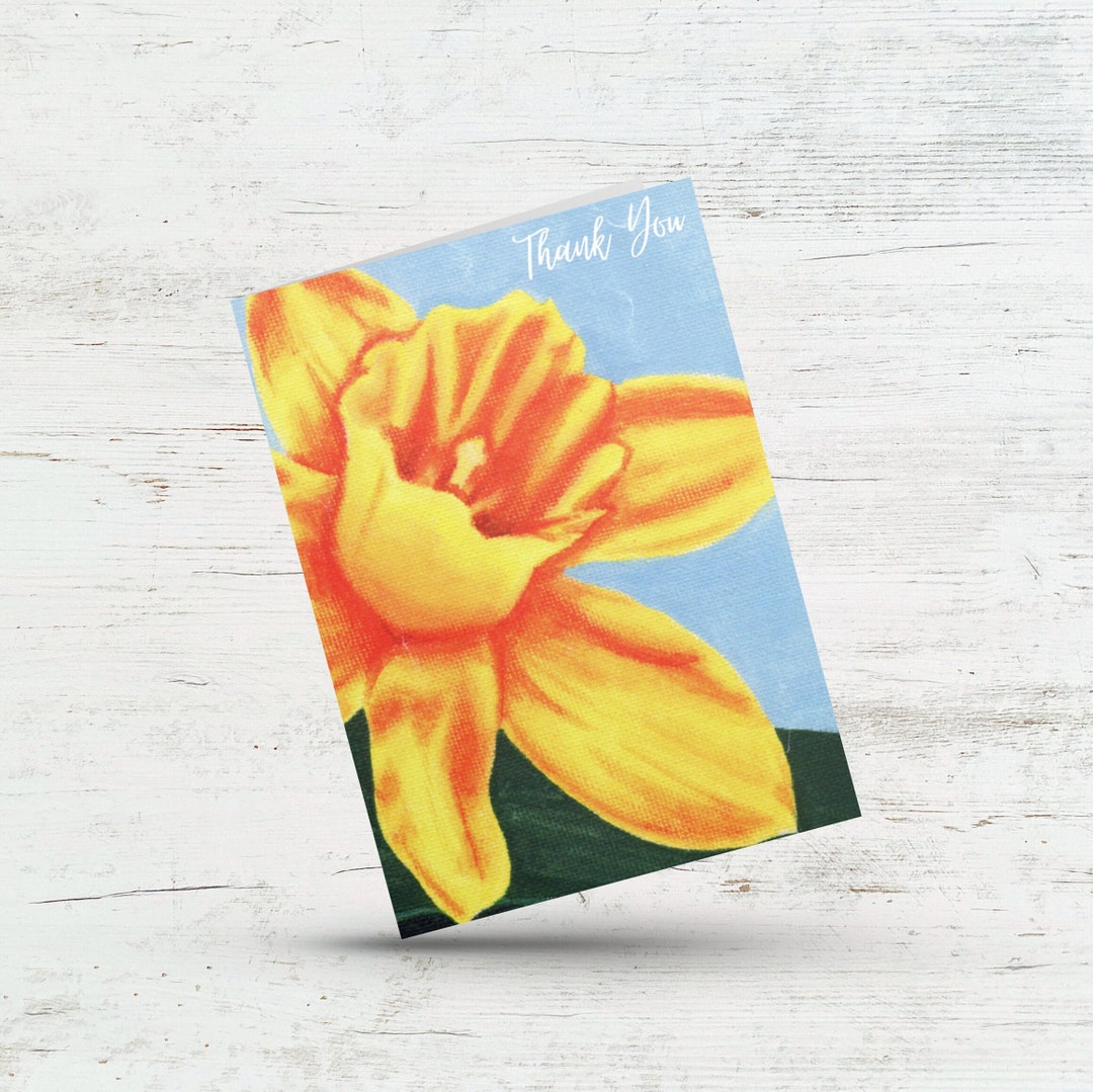 Daffodil Thank You Card, Floral Thank You Card, Bridal and Baby Shower ...