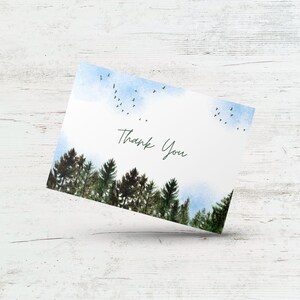 Carte de remerciement, cartes de remerciement nature en plein air, carte de verdure de mariage, carte de pins forestiers, carte d'amitié, appréciation du professeur client
