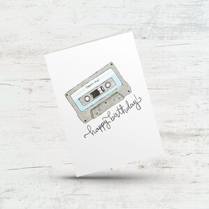 Retro birthday card, Cassette birthday card, Mixed tape birthday, Party mix card, Retro mix Tape, Happy birthday, Card for her, Card for him