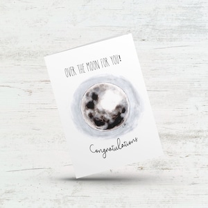 Au-dessus de la lune pour vous félicitations, carte nerd de l'univers de l'espace lunaire, nouvelle maison, carte de fiançailles, carte de mariage, nouvelle carte de bébé, nouvelle carte de papa