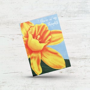 Vous êtes dans mes pensées, carte Flower Sympathy, carte de condoléances jonquille, carte de pensées chaleureuses, bons voeux, penser à vous, chagrin et perte