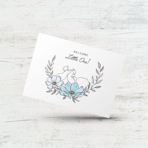Welcome little one, Baby boy shower card, New baby card, Minimalist welcome baby, Expectant mother card, New parents card, Newborn infant