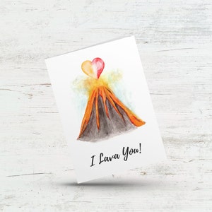 Carte Je lave, tu aimes, jeu de mots sur la lave, jolie Saint-Valentin, carte d'anniversaire douce pour femme, mari, carte volcan d'anniversaire drôle pour enfants, meilleur ami,