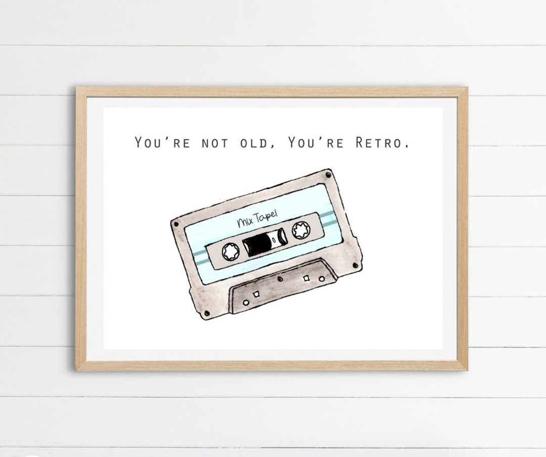 Biglietto Di Compleanno Divertente 'You're Not Old, You're Retro' - Mix Tape Retro - Cartolina 127x178 Mm Con Busta Rossa, 300g