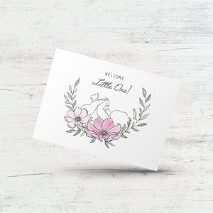 Carte de bienvenue petit bébé, carte de baby shower, carte rose pour petite fille, futures mamans, carte de nouveaux parents, félicitations pour le nouveau bébé, femme enceinte, grossesse