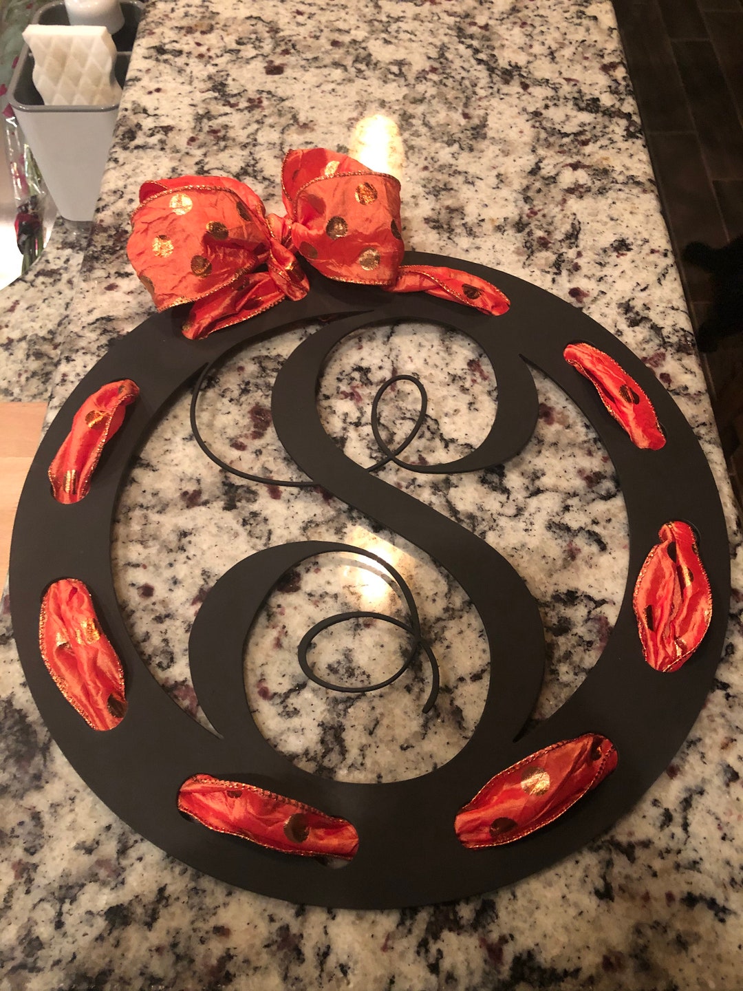 Customized Steel Monogramed Ribbon Wreath - Etsy