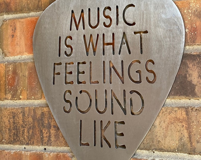 Music is what feelings sound like Steel Guitar Pick Wall Art
