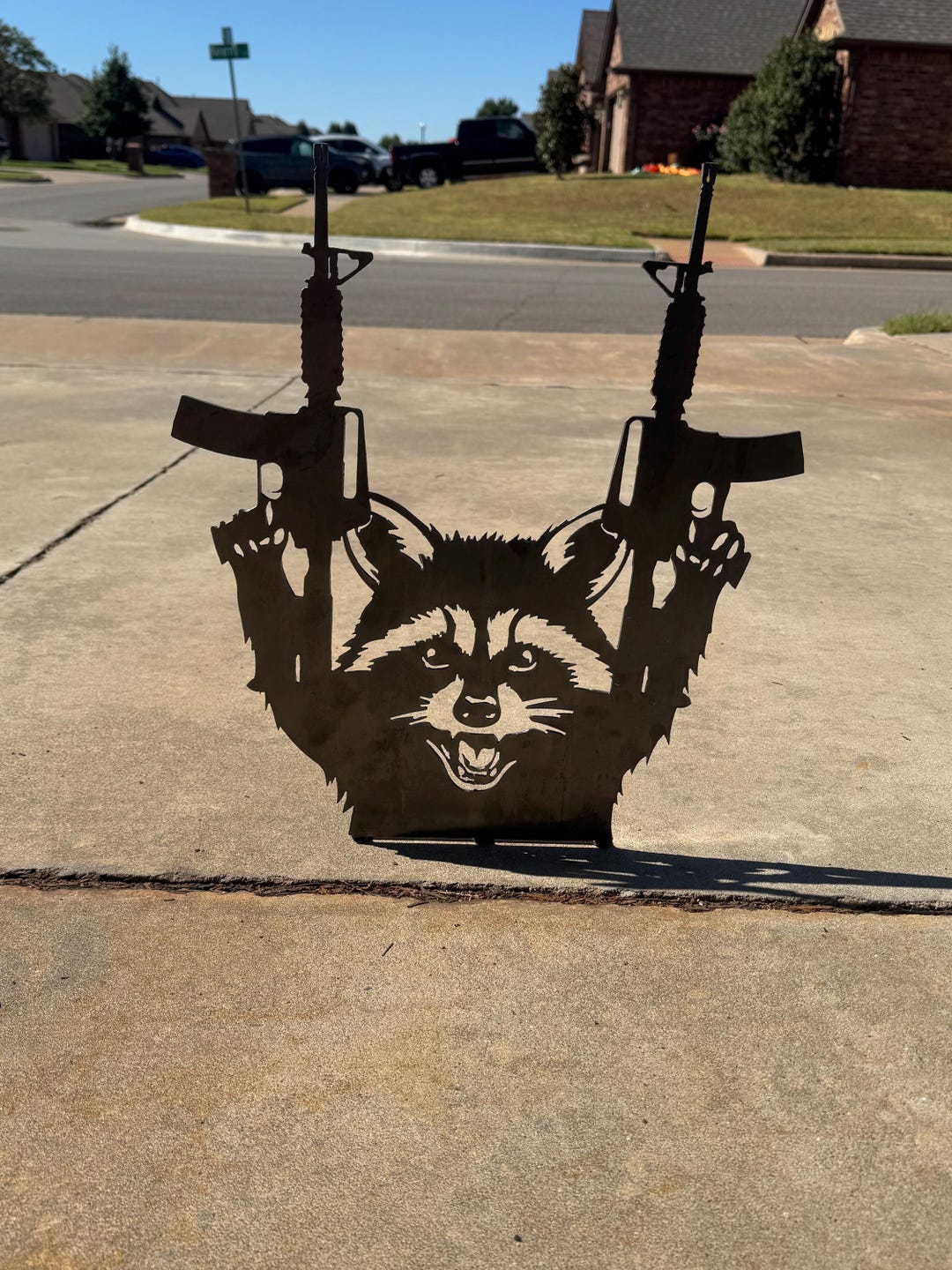 Metal Racoon Panel Steel Peek-a-boo M-16 Raccoon Fence Post Decoration Yard Art - Etsy