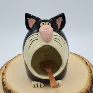 Handmade Pottery Cat Salt Cellar -- In Stock and Ready to Ship