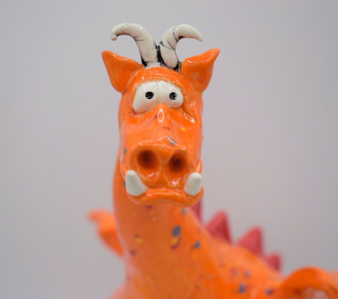 Handmade Pottery Dragon Piggy Bank in Stock and Ready to Etsy
