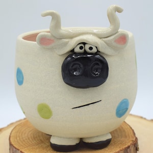 Handmade Pottery Cow Planter -- In Stock and Ready to Ship