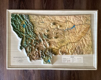 1972 Vintage Kistler 3-D relief map of Montana