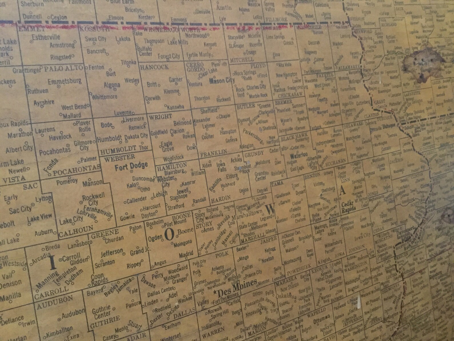 Large Antique Map Salesmans Route Map / Antique State Map | Etsy