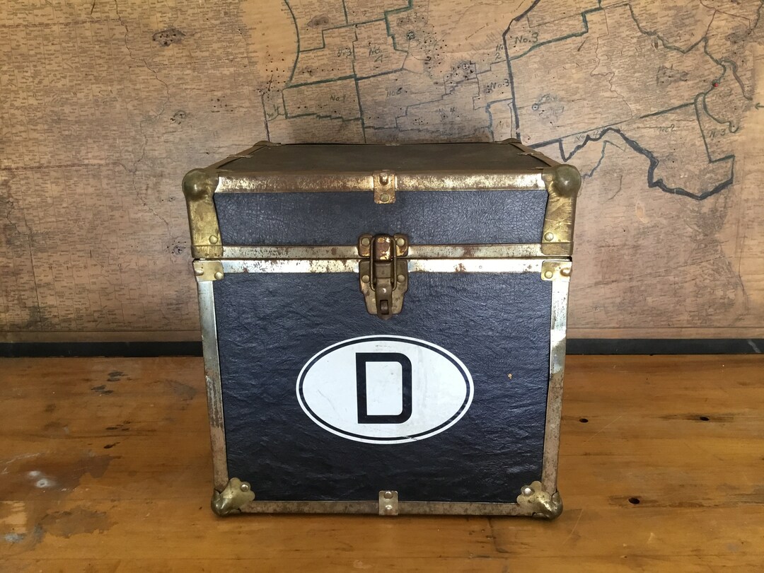 Vintage Black Cube Storage Box Trunk Etsy