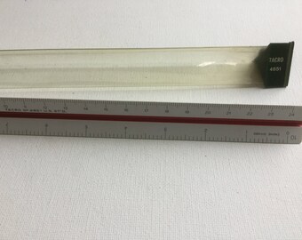 Vintage architectural drafting triangle Tacro ruler in case