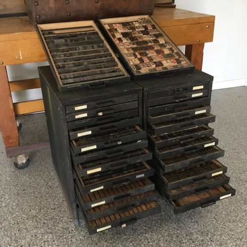 2 Full Printing Press Letter File Drawers of Complete Etsy
