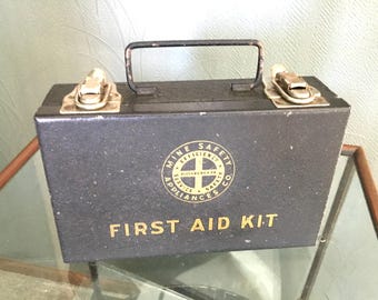 Vintage M-S-A Metal First Aid Kit mine safety appliances