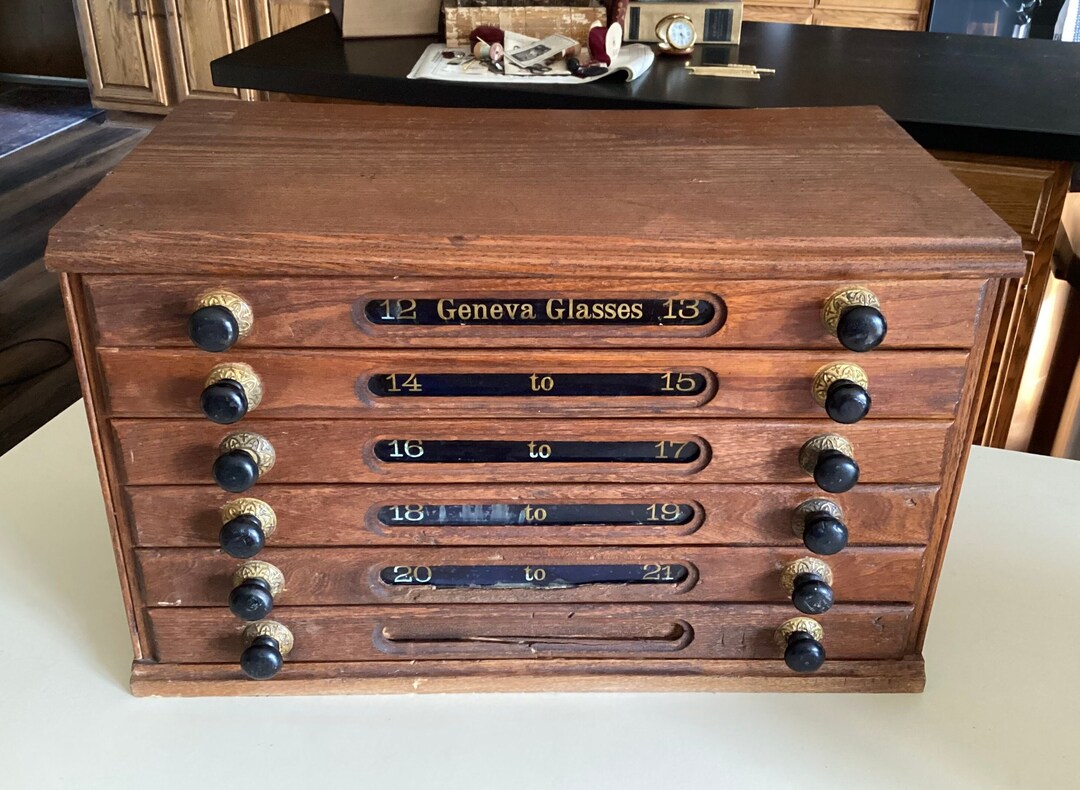 Rare Antique Table Top Wooden Geneva Glasses Divided Etsy