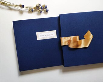 Golden book or photo album with canvas case for wedding