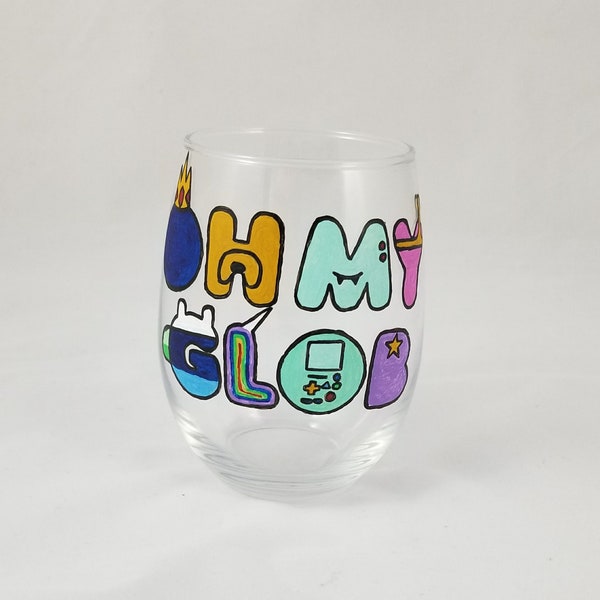 Adventure Time Glass / Adventure Time Gift / Oh My Glob / Adventure Time Decor / Jake the Dog / Finn the Human / Adventure Time Cosplay