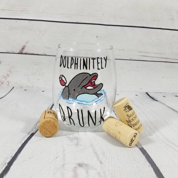 Dolphin Wine Glass Etsy