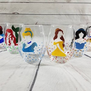 Personalised Disney Princess Belle Wine Glass! Handmade Gift FREE Name  Engraved!
