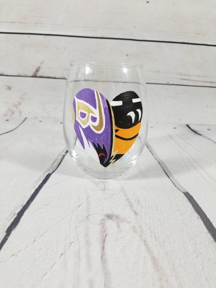 Orioles and Ravens Glasses / Orioles Glass / Ravens Glass / Etsy
