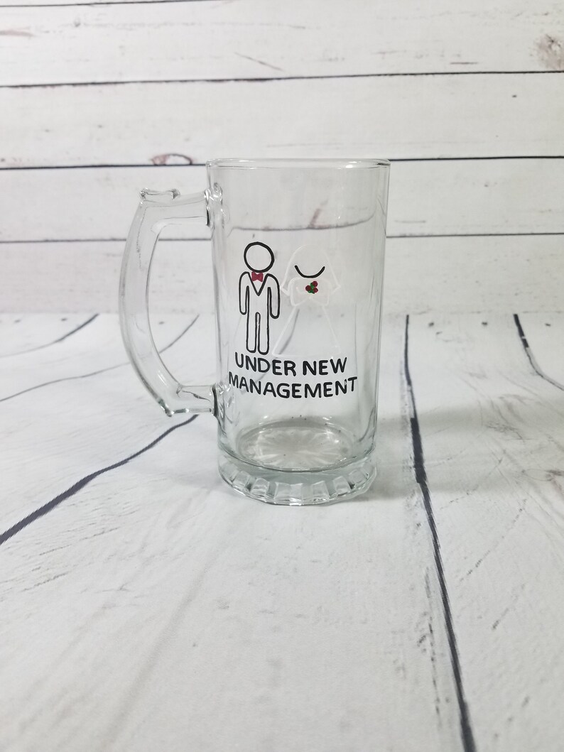 Funny Groom Beer Mug Funny Groom Gift Groom Gift From Bride Wedding Gift Under New Management Engagement Gift Engagement Glass